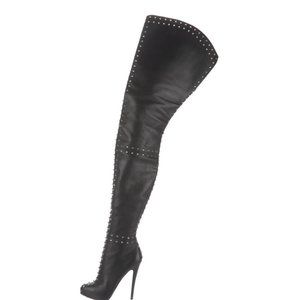 Christian Louboutin Leather Studded Accents Boots
